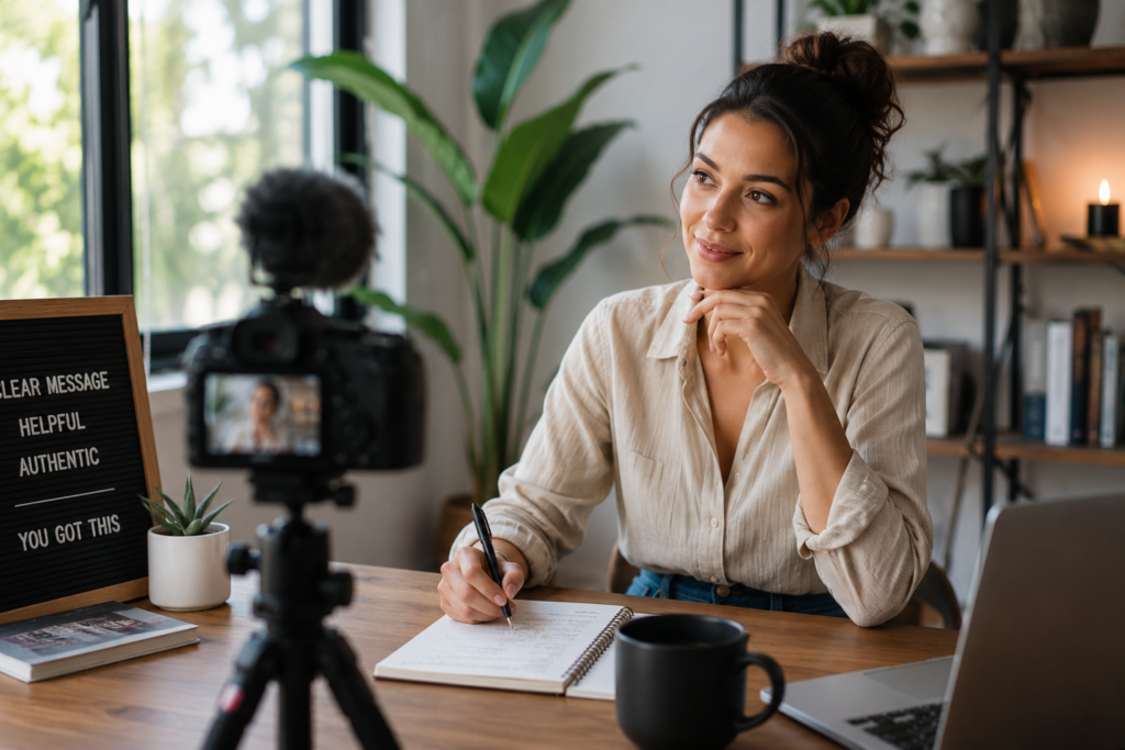 Dr. Sas naturally prepares for a video recording by using notes instead of memorizing a script, creating authentic, confident communication.