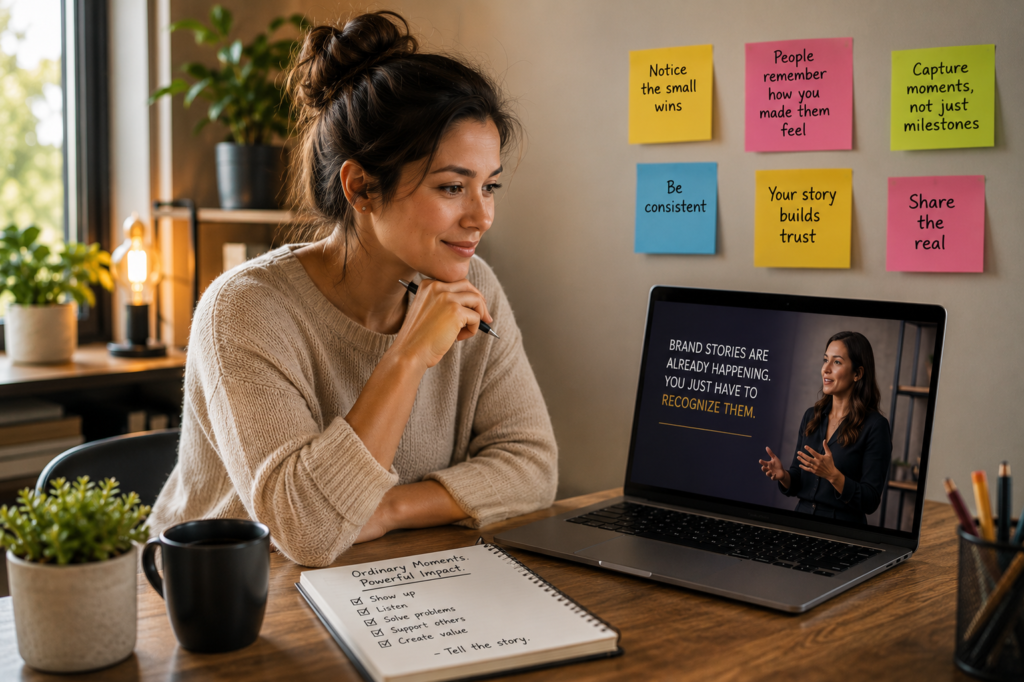 Entrepreneur capturing everyday business experiences and ideas to use for authentic personal brand storytelling.