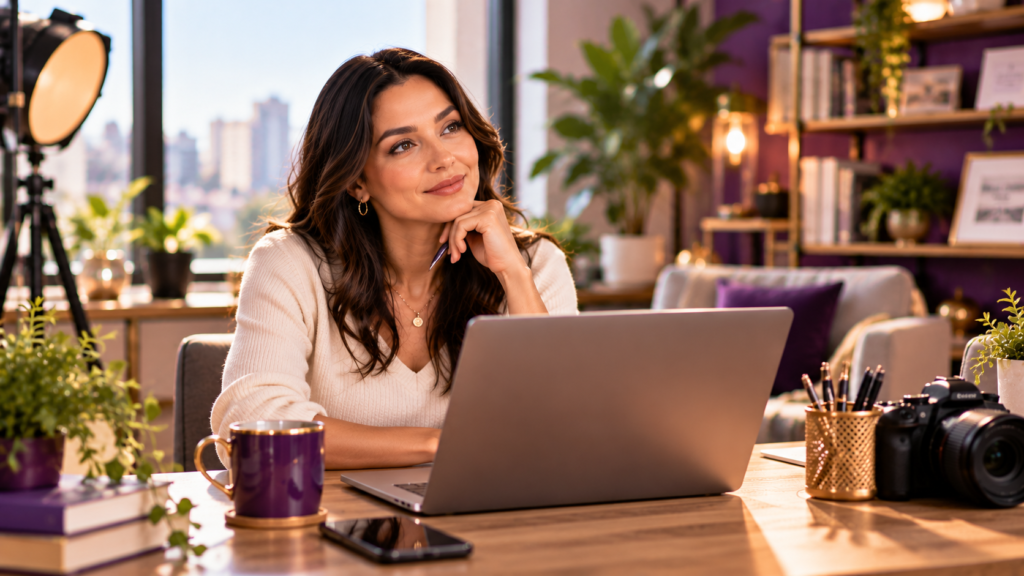 Entrepreneur reflecting on her camera presence and how to communicate naturally and confidently on video.